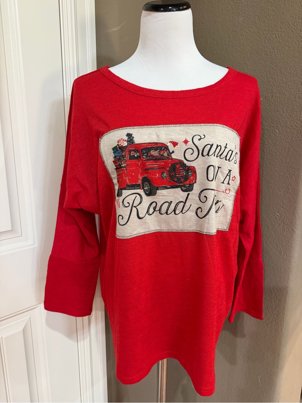 Southern Proper Red women’s Long Sleeve 'Santa's on a Road Trip' Graphic sweater